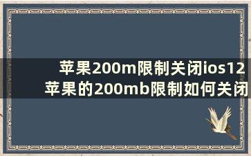 苹果200m限制关闭ios12 苹果的200mb限制如何关闭